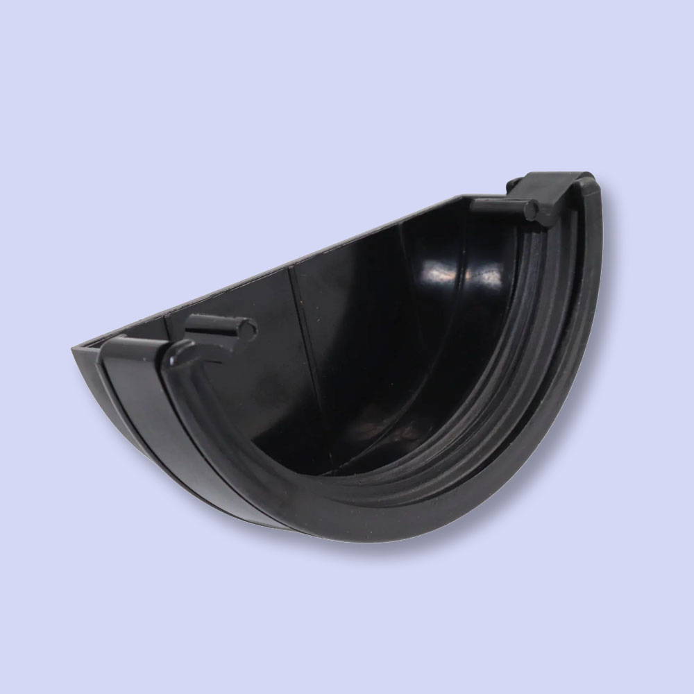 Gutter Black External Stop End Half Round